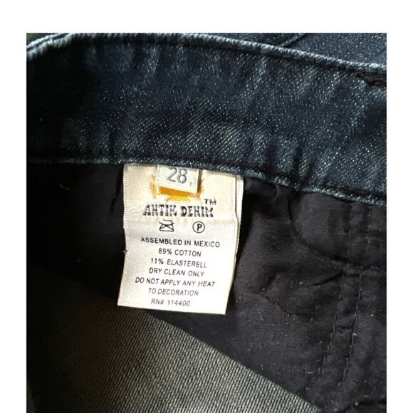 Antik Denim Embroidered Embellished Straight Leg Low Rise Dark Wash Jeans Sz 28 - Picture 5 of 16